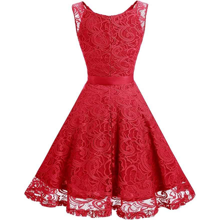 Korte Cocktailjurk met Kant – V-Hals – Mouwloos – Knie-lengte – A-Lijn Feestjurk met Afneembare Tailleband – Zachte & Rekbare Stoffen – Voor Feest, Bruiloft, Gala, Date of Club – Elegant & Comfortabel