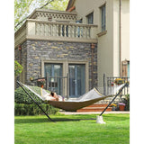 Tweepersoons Hangmat 200 x 140 cm – SONGMICS Opvouwbare Hangmat Met Gebogen Bamboe Spreidstokken En Kussen – Oxford Stof In Grijs-Beige – Tot 225 kg Draagkracht – Comfortabele Buitenhangmat Voor Tuin, Strand En Reizen