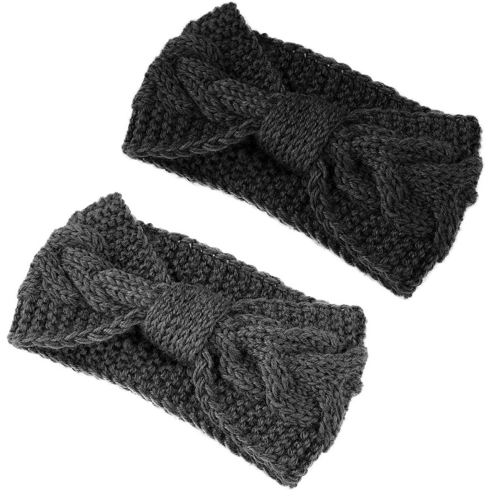 Handgemaakte dames hoofdband - Set van 2 - modieuze hoofdband - stijlvolle gebreide hoofdband - warme en comfortabele hoofdband - elastische en goed passende hoofdband