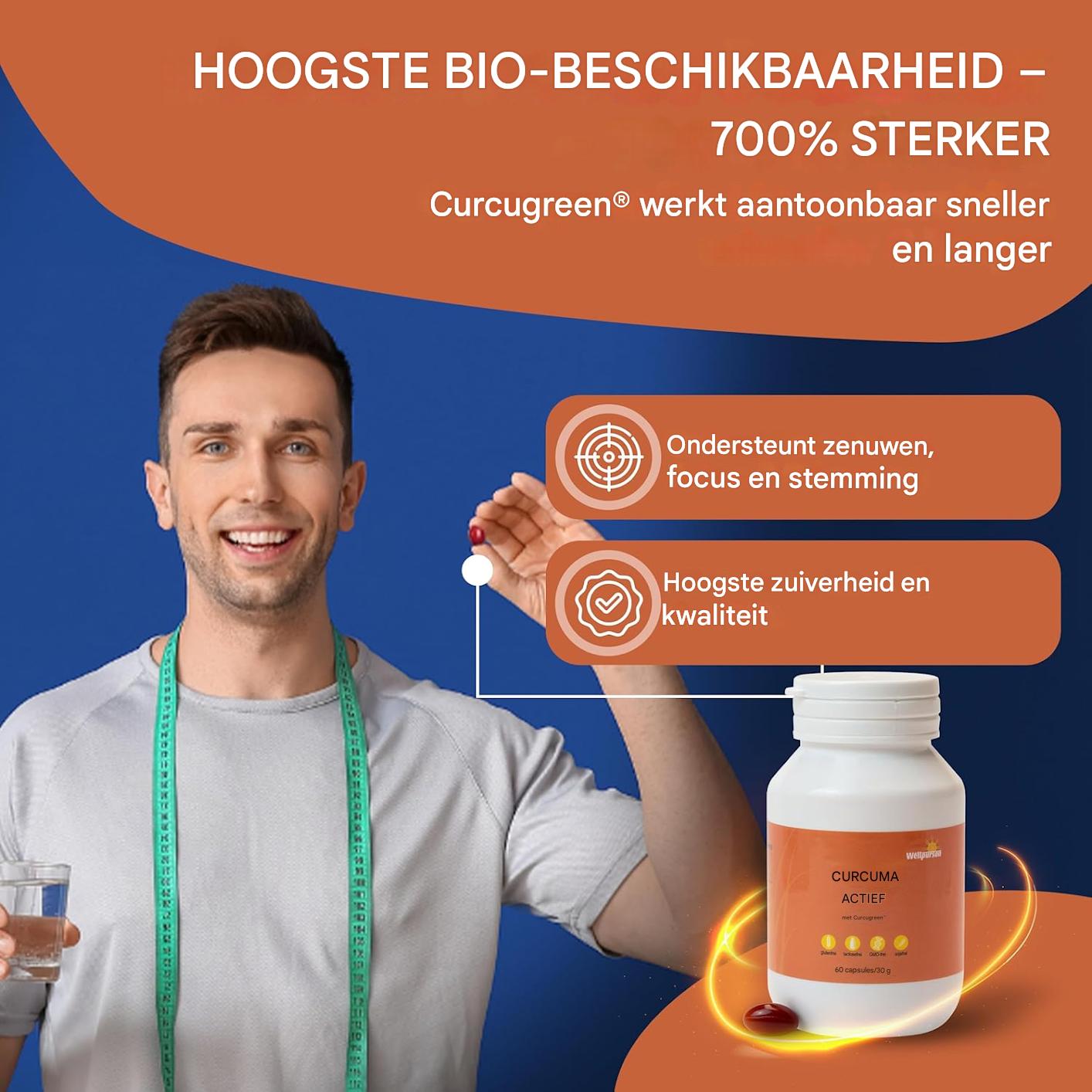 4x Wellpursan Curcuma Active (240 Capsules) – Hoogwaardige Kurkuma Capsules met BCM-95® – 7x Betere Opname, 100% Natuurlijk, GMO- en Glutenvrij