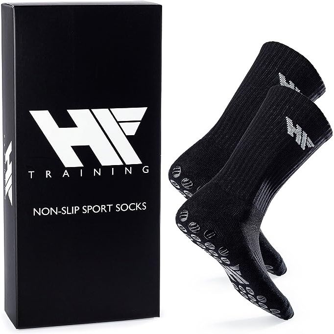 3 Paar - HF Antislip Voetbal- en Sportsokken – Ademende Lange Sokken met Rubberen Noppen – Grip Sokken voor Mannen & Vrouwen – Maat 40-46 – Zwart