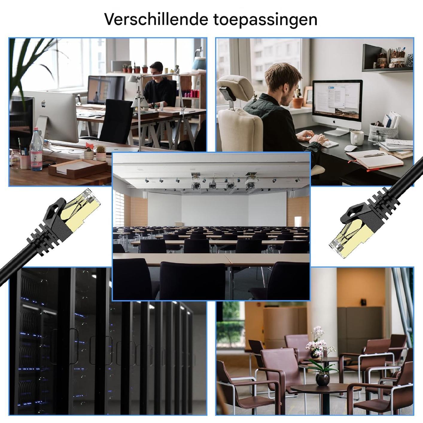 Outdoor Cat 7 Ethernet Kabel - 15M/50FT - S/FTP 600MHz - 10Gbps Snelheid - RJ45 Gold Plated Connector - Waterdicht en Duurzaam - Voor LAN/WAN, Gaming en Netwerkapparaten