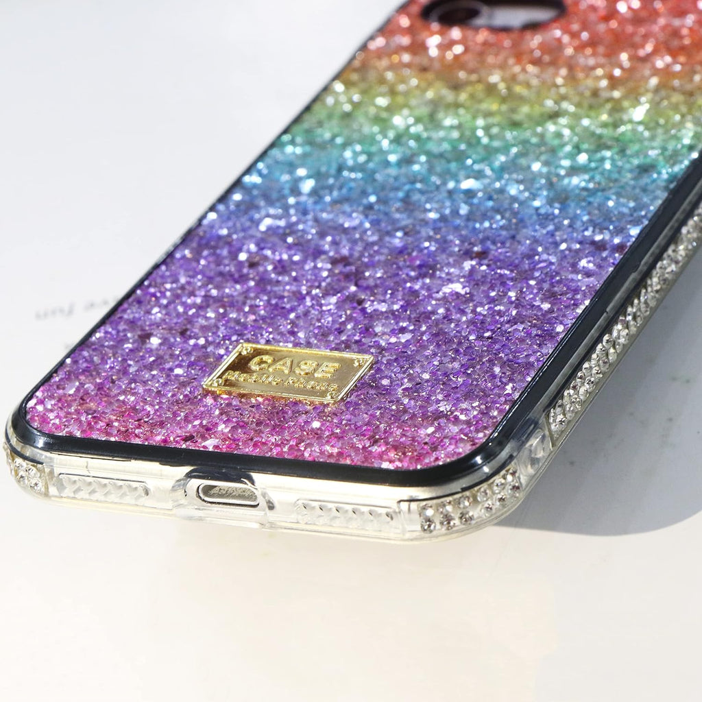 Luxe Muntonski Regenboog Gradiënt Hoesje voor iPhone 12 en 12 Pro - 6.1 inch - Bling Glitter met Strass - Elegant en Modieus - Lichtgewicht en Duurzaam