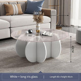 Ronde Salontafel met Glazen Blad en Massief Houten Onderstel - Ø 80 × 40 cm – Moderne Centrale Tafel voor Woonkamer of Terras – Bijzettafel van Gehard Glas