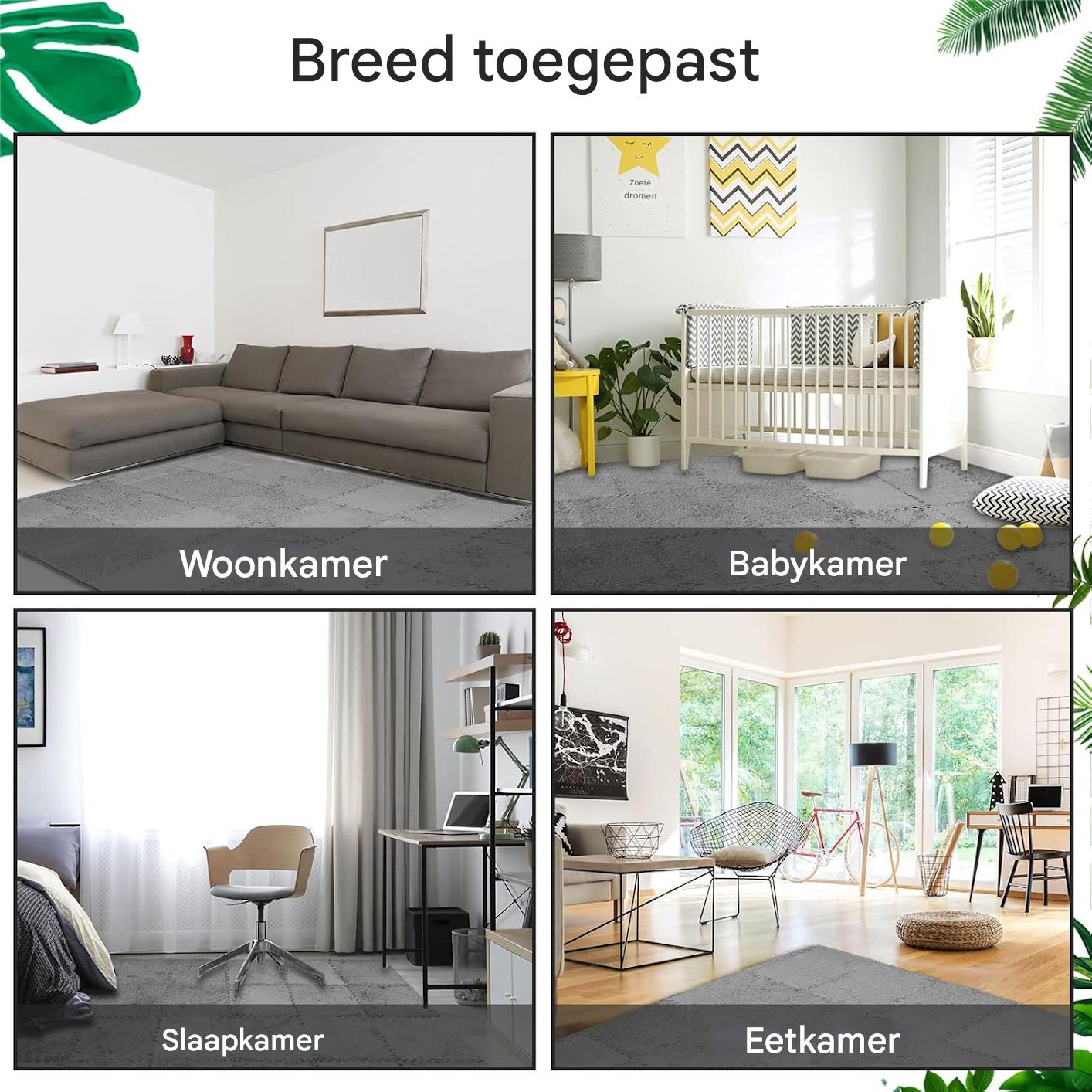 50 Stuks Grijze In Elkaar Grijpende Tapijttegels – 30x30cm EVA Foam & Pluche Vloermatten – Zachte Vierkante Tegels Met Rand – Antislip Vloerkleden Voor Woonkamer Slaapkamer Speelkamer Kantoor – Herbruikbaar & Comfortabel