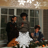 3D Kerstboom Topper met Roterende LED Projector - Betoverende Sneeuwvlok Decoratie - EU Stekker - Zilver