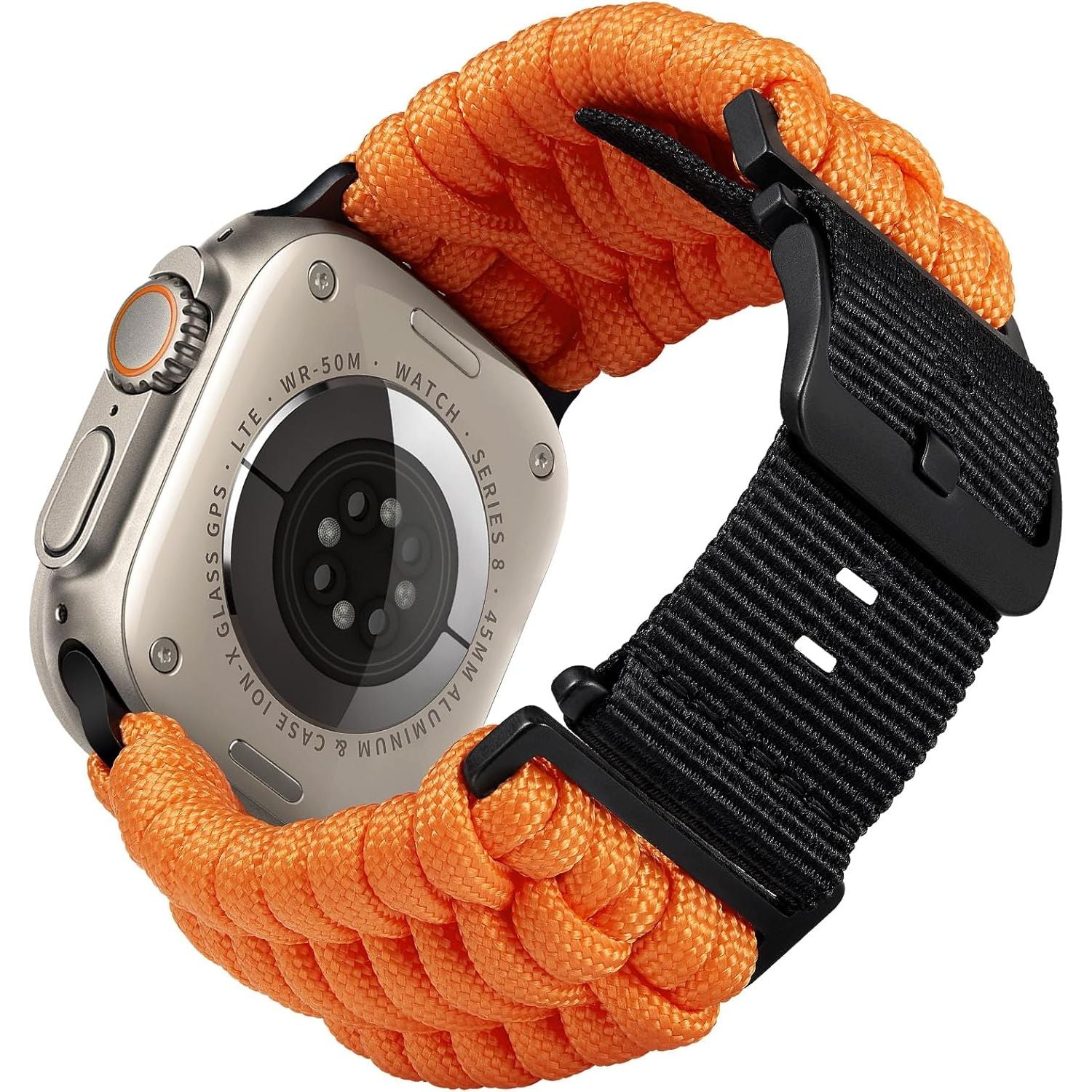 Compatibele Gevlochten Paracord Nylon Watch Band Voor Apple Watch 49mm 46mm 45mm 44mm 42mm – Outdoor Sport Horlogeband Voor Ultra 2 / Serie 10 / 9 / 8 / 7 / SE / 6 / 5 / 4 / 3 / 2 / 1 – Trilobite Gevlochten Design – Survival Strap Voor Heren En Dames
