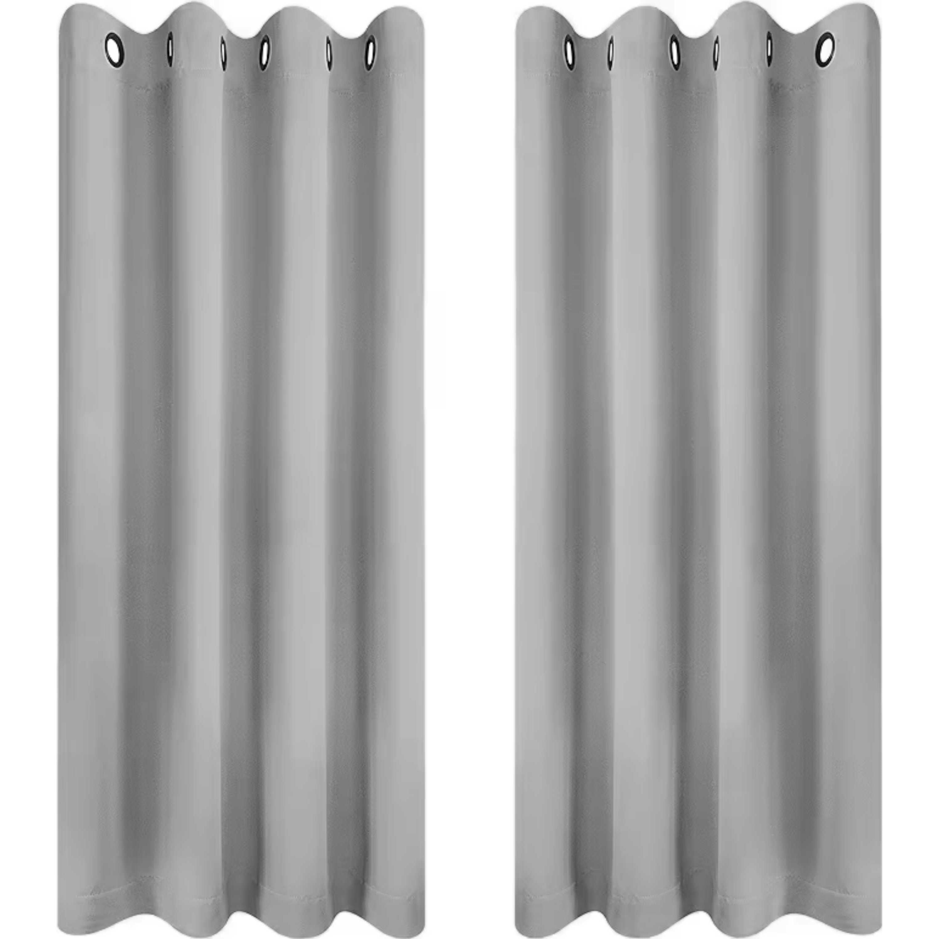 2 stuks - Hoogwaardige Ondoorzichtige Verduisteringsgordijnen - Grijs - Complete Privacy en Lichtblokkering voor Betere Slaap - Duurzaam Polyester, Wasbaar, Eenvoudige Effen Patroon, Oogjestopstijl - Woonkamer, Slaapkamer, Kinderkamer - 145 x 140 cm