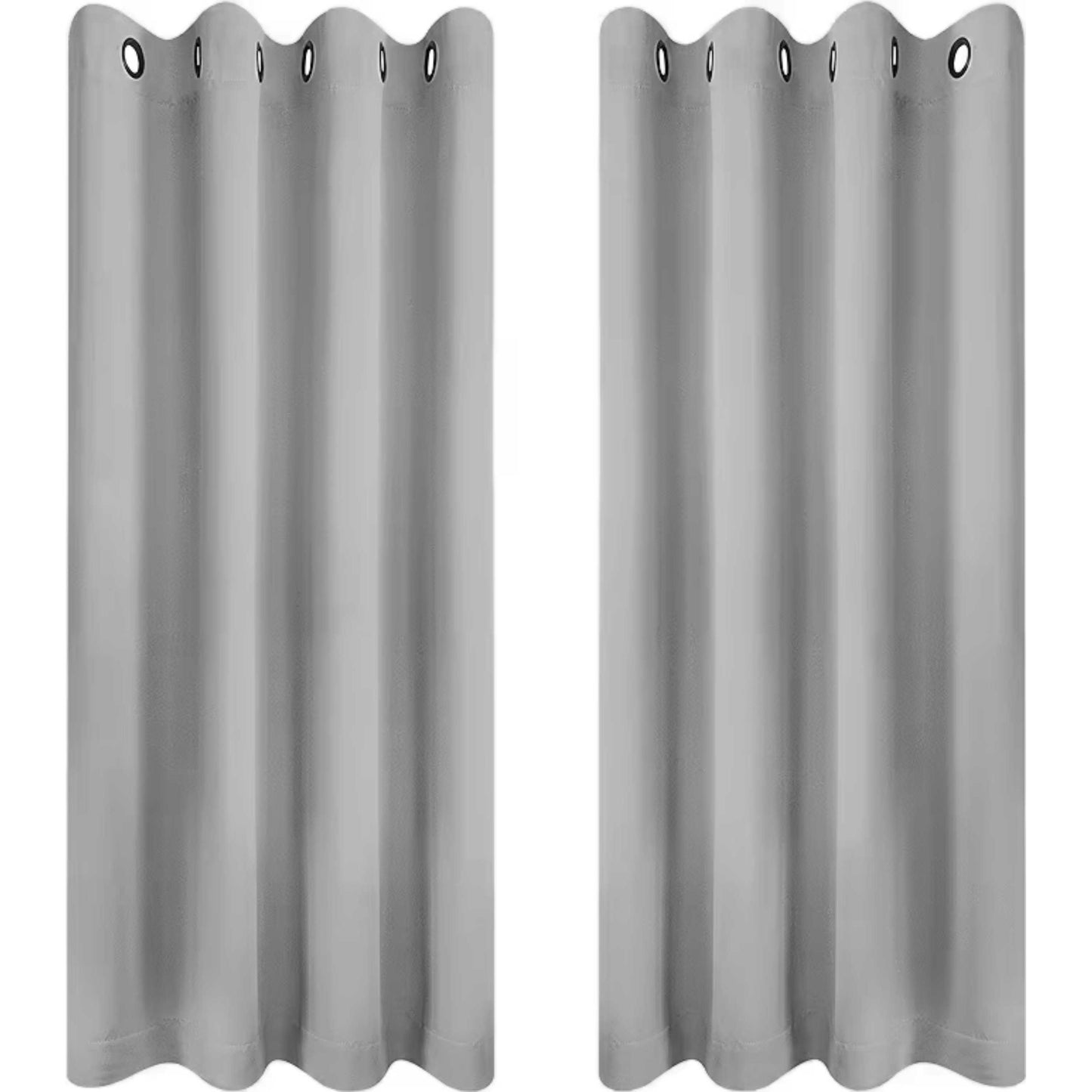 2 stuks - Hoogwaardige Ondoorzichtige Verduisteringsgordijnen - Grijs - Complete Privacy en Lichtblokkering voor Betere Slaap - Duurzaam Polyester, Wasbaar, Eenvoudige Effen Patroon, Oogjestopstijl - Woonkamer, Slaapkamer, Kinderkamer - 145 x 140 cm