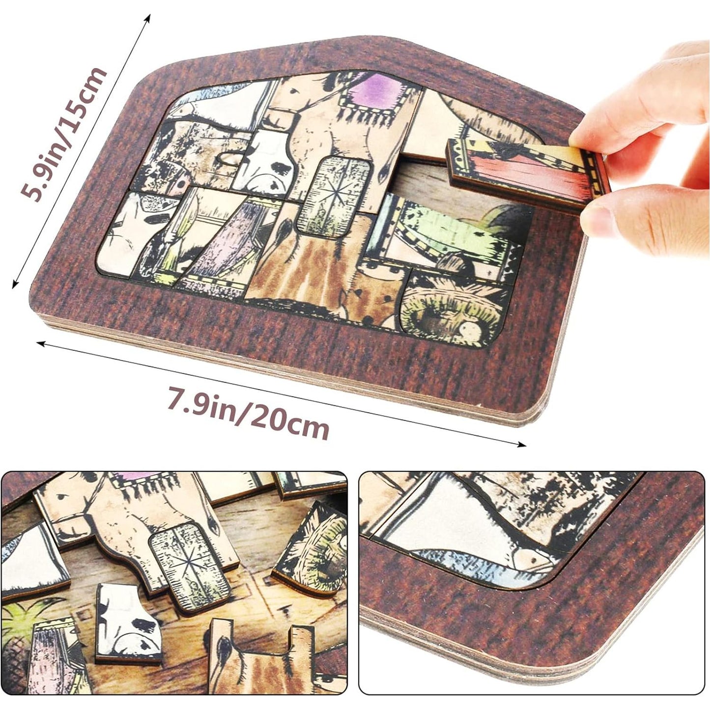1 Stuk - Houten Jezus Puzzel Standbeeld, Kerstpuzzel met Houtgebrand Ontwerp, Jezus Puzzels, Kerststal Set, Legpuzzel Spel voor Volwassenen en Kinderen, Huisdecoratie, Verjaardagscadeau Geschenken (Klein 7.9 x 5.9