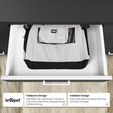 Opvouwbare Honden Transportbox 70 x 52 x 52 cm - Draagtas voor Hond of Kat - Stoffen Reistas met Stalen Frame - Dierentransporttas met 3 Deuren en 2 Ramen - Incl. TPE Lekbak en Accessoiretas - Grijze Vouwbare Draagbox voor Auto of Thuis