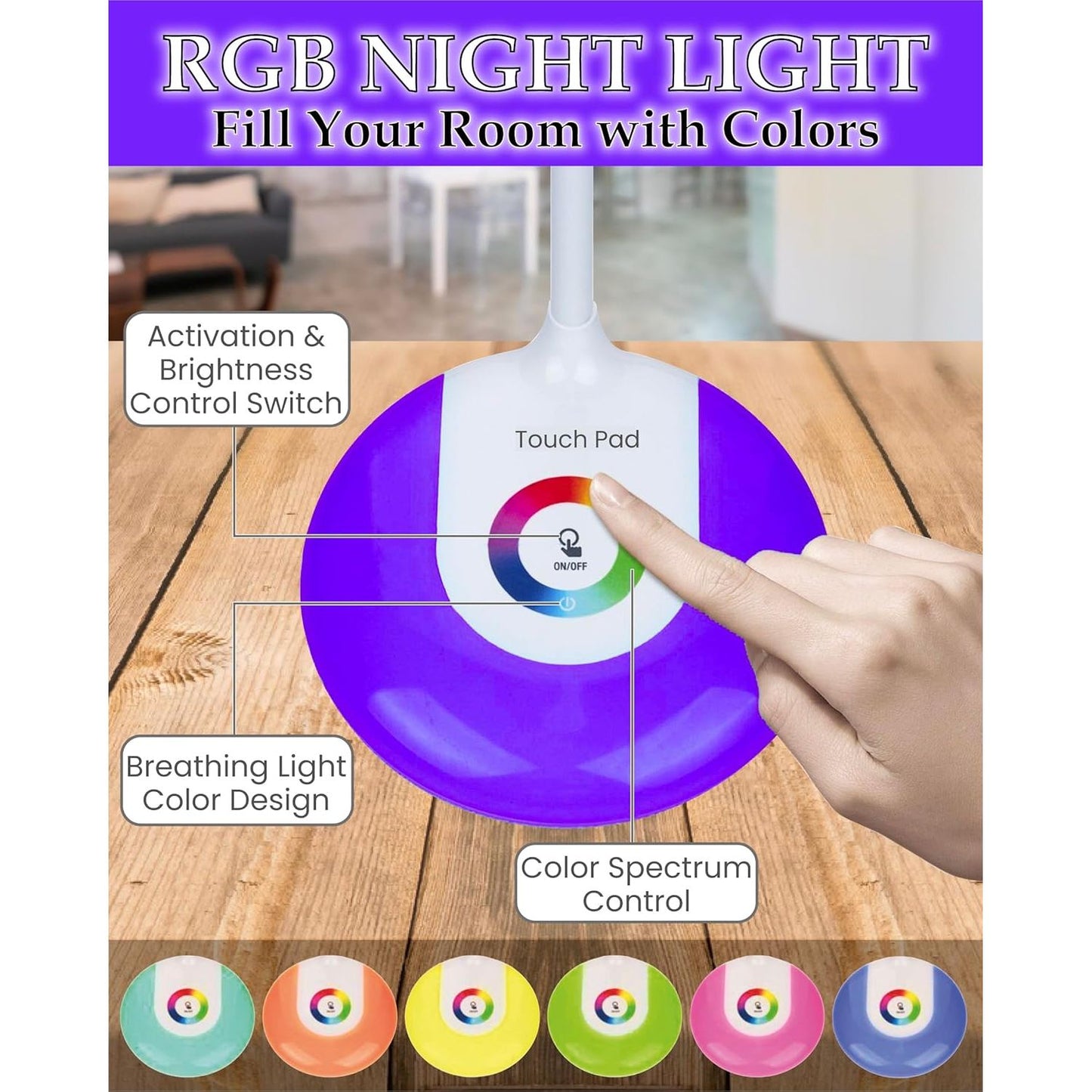 O'goods LED bureaulamp oplaadbaar – RGB nachtlamp met flexibele zwanenhals – 140 lumen dimbare tafellamp – verstelbare dubbele lampkop – USB oplaadpoort bureaulamp – touch bediening – draadloze bureau verlichting