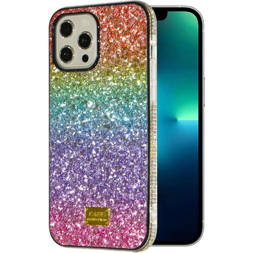 Luxe Muntonski Regenboog Gradiënt Hoesje voor iPhone 12 en 12 Pro - 6.1 inch - Bling Glitter met Strass - Elegant en Modieus - Lichtgewicht en Duurzaam