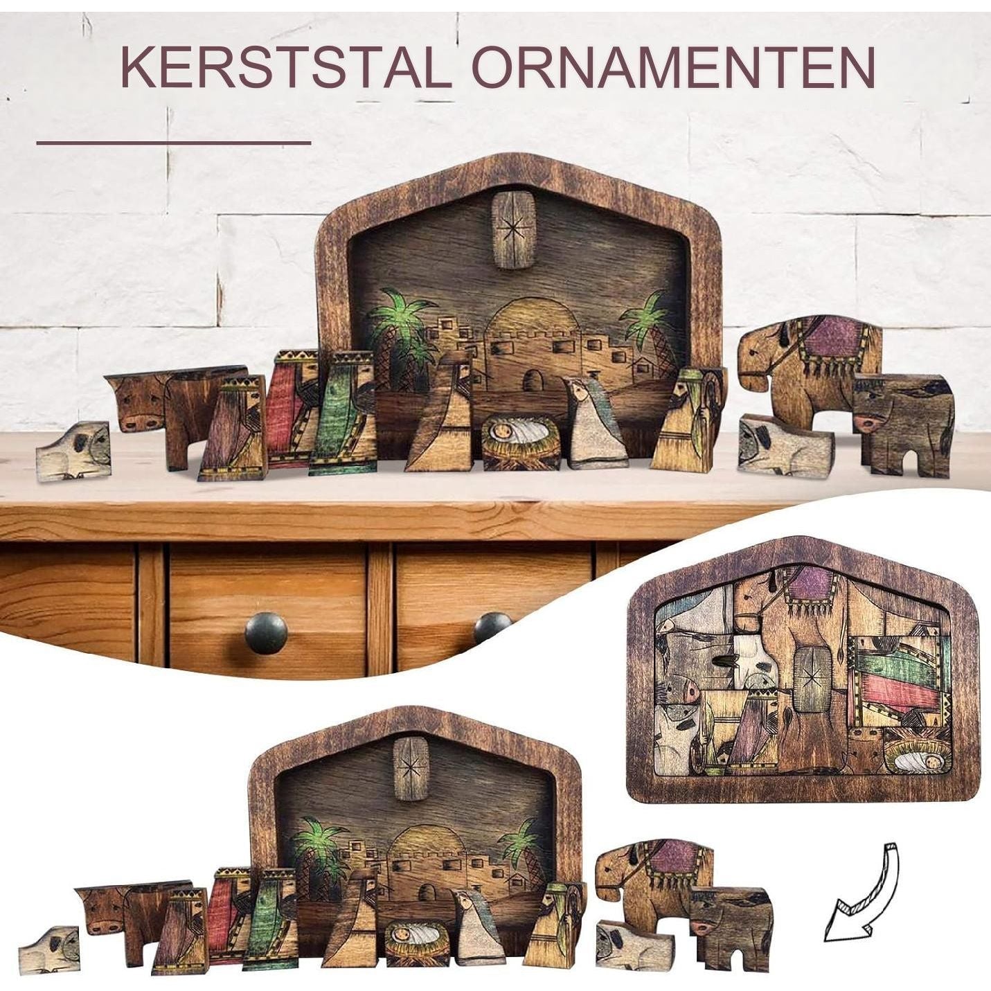 1 Stuk - Houten Jezus Puzzel Standbeeld, Kerstpuzzel met Houtgebrand Ontwerp, Jezus Puzzels, Kerststal Set, Legpuzzel Spel voor Volwassenen en Kinderen, Huisdecoratie, Verjaardagscadeau Geschenken (Klein 7.9 x 5.9