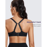 SYROKAN - High Impact Sport-BH - Ondersteunende Sportbeha met Beugel - Kruislingse Rugband - Grote Cupmaat - Voorgevormde Cups - Maat 38DD - Zwart - Sporttop - Ondersteunende BH - Sportbeha Dames