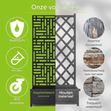 Metalen Plantenbak met Trellis - Verhoogd Tuinbed met Privacy Scherm - Outdoor Plantenbak op Wielen - Geschikt voor Klimplanten - Met Drainagegaten - 180x89x40 cm