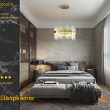 Moderne Kristallen Kroonluchter – Goudkleurig – LED Inbouw Plafondlamp – Dimbaar – Verstelbare Ketting – Voor Woonkamer, Eetkamer, Keuken, Hal en Trap – Energieklasse F