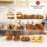 Odoxia Acryl Taartvitrine - Transparante Bakkerij Display Kast - Glazen Display Rek met 3 Lagen - Voedselvitrine voor Gebak - Taart - Brood - 50 x 23 x 39.5 cm - Incl. Labelhouders - Voor Toonbank of Keuken
