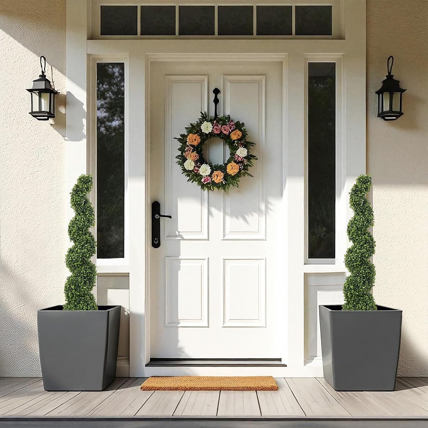 2 Stuks – Kunstplanten Spiraalvorm – 120 cm Nep Buxus Bomen voor Buiten – Kunstmatige Buxus Topiary Set – Twisted Boom voor Tuin Terras Voordeur Balkon – Weerbestendige Decoratieve Buxusplanten – Onderhoudsvrij en UV-Bestendig Groendecor