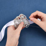 Elegante Zilveren Pauwenstaart Strass Appliques - Kristallen Strass Patches voor Bruidsjurken, Hoofddeksels en Schoenen - DIY Naai-Accessoires