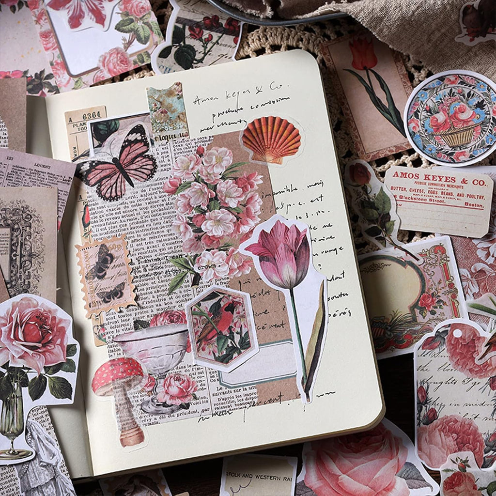 200-Stuks - Vintage Scrapbooking Kit - Stickers en Papieren Set voor Journalen - Bullet Journals - Junk Journals - Planners - Aesthetic Cottagecore Decor - Muurkunst Collage - Album Creatief Knutselen - Retro Thema - Journaling Accessoires