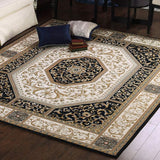 Comfortabel-Polyester-Vloerkleed-Klassieke-Stijl - Rechthoekige-Tapijt-Slaapkamer-Woonkamer - Non-Slip-Plastic-Bodem - Veelzijdig-Interieur-Element - Marineblauw - 200x290cm
