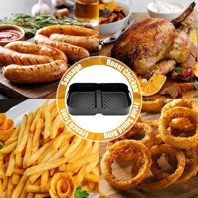 6 Stuks – Siliconen Airfryer Liner Geschikt Voor Ninja Foodi FlexDrawer AF500UK 10.4L – Herbruikbare Non-Stick Trays – Airfryer Accessoires – Hittebestendig – Vaatwasserbestendig – Voor Oven, Magnetron, Grill En Stoomoven