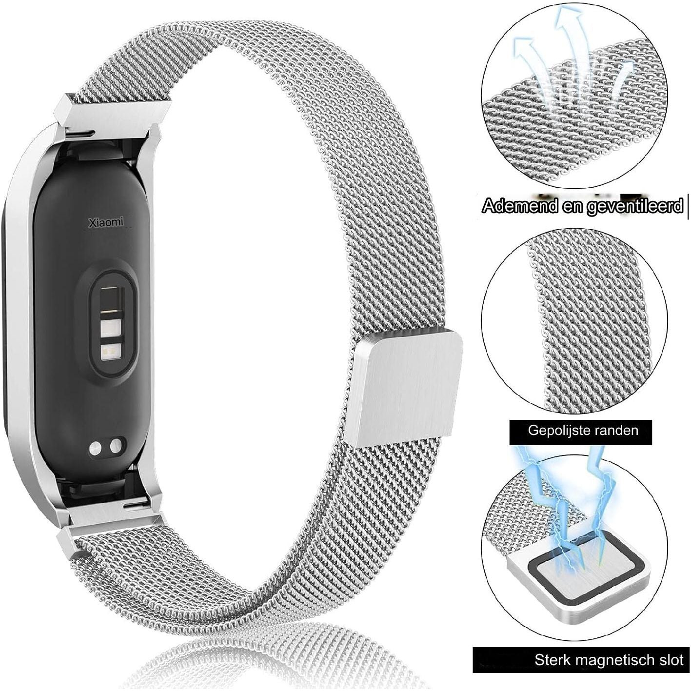 Roestvrij Stalen Band - Vervangingsbandje voor Xiaomi Mi Band 7 - Hoogwaardig Metaal - Duurzaam en Stijlvol - Verstelbare Gesp - Comfortabel en Ademend - Geschikt voor Dagelijks Gebruik - Elegant en Functioneel - Universele Pasvorm