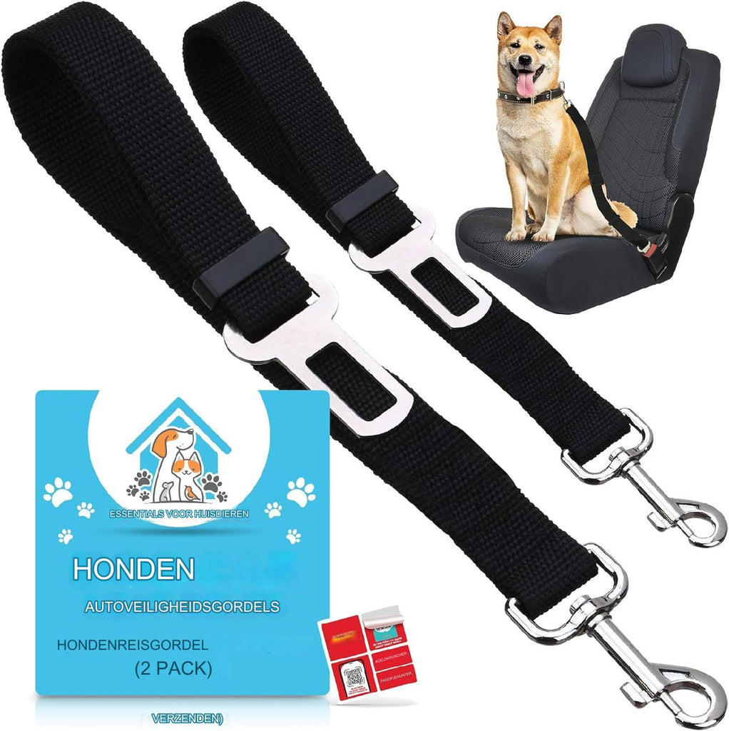 2 Stuks - Verstelbare Honden Autogordels - Robuuste Nylon Autogordel Voor Honden - Veiligheidsgordel Met Clip Voor Auto - Geschikt Voor Achterbank - Gemakkelijk Te Bevestigen Hondengordel - Comfortabele Reis Voor Honden