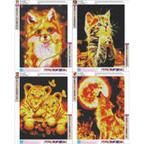 4-Delige 5D Diamant Schilderij Kits - Volledige Boor DIY Katten & Wilde Dieren Thema - Stralende Muurkunst Canvas Decoratie - 30x40cm