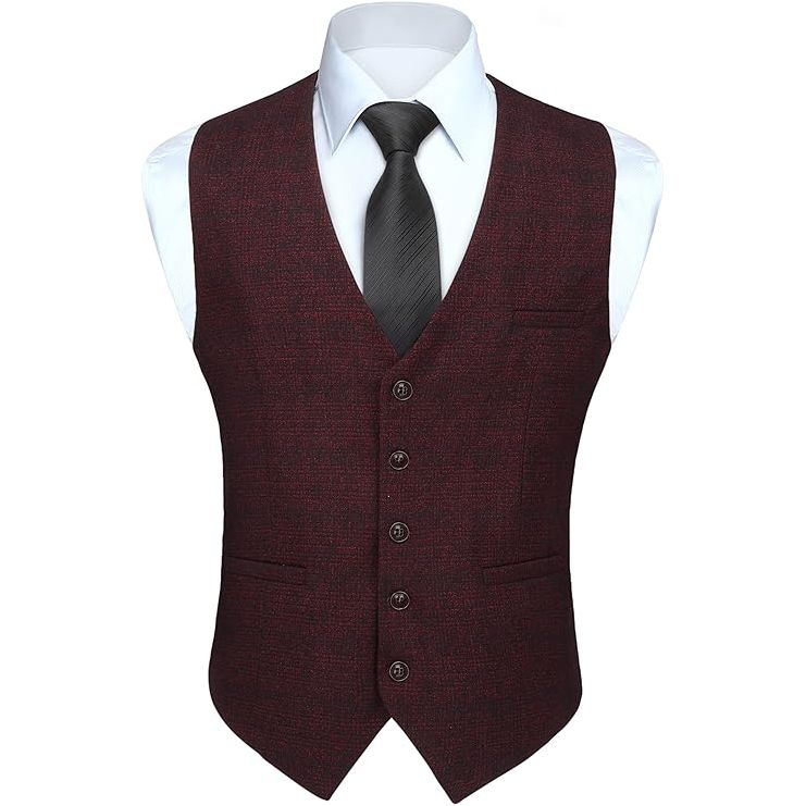 Herenvest - Herringbone Taillevest - Tweed Taillevest - Taillevest met 1 rij knopen - Formeel Kostuumvest voor Heren - Taillevest met Visgraatpatroon - Heren Gilet met 1 Knopenrij - Zakelijk Gilet met Visgraatpatroon