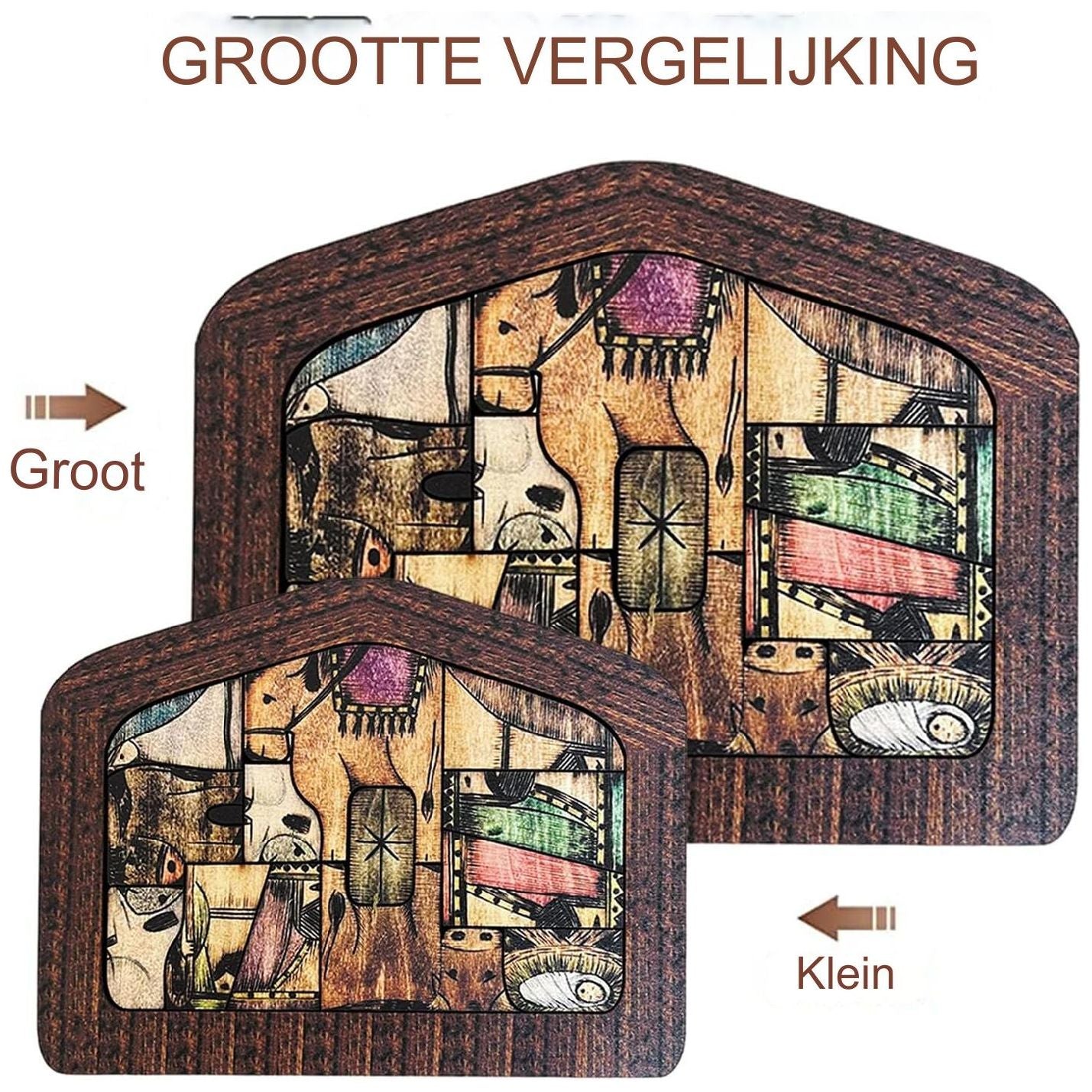 1 Stuk - Houten Jezus Puzzel Standbeeld, Kerstpuzzel met Houtgebrand Ontwerp, Jezus Puzzels, Kerststal Set, Legpuzzel Spel voor Volwassenen en Kinderen, Huisdecoratie, Verjaardagscadeau Geschenken (Klein 7.9 x 5.9