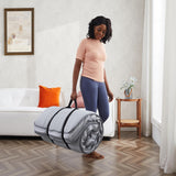 Jamdok Draagbaar Logeermatras met Gel Memory Foam – Opvouwbaar Slaapkussen met Afneembare en Wasbare Katoenen Hoes – 3-Laags Structuur met Traagschuim – Matras Topper 75 x 30 x 10 cm – Roll-Up Campingmat voor Logés, Reizen of Kinderen