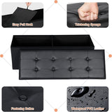 Opvouwbare Opberg Ottoman Bank – 110 cm Kunstleer Voetenbank met Opbergruimte en Gewatteerde Zitting – Draagbare Opbergbank tot 300 kg – Zwart – Voor Woonkamer, Slaapkamer of Hal