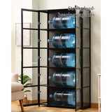 Glazen Vitrinekast voor Verzamelobjecten – 62 × 33 × 161 cm – Bamboe Frame met Transparante Acryl Panelen – Stofvrij, Duurzaam &amp; Elegant – 4 of 5 Lagen – Grijs