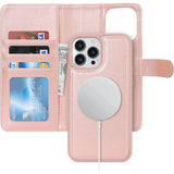 Beschermende Hoesje iPhone 15 Pro Magsafe Compatibel - Kaarthouder Flip Cover Lederen Portemonnee Case - Verwijderbare Cover Mannen - Stijlvolle Telefoon Accessoire Heren - Magnetische Sluiting - Mode Telefoonhoesje Portemonneehouder