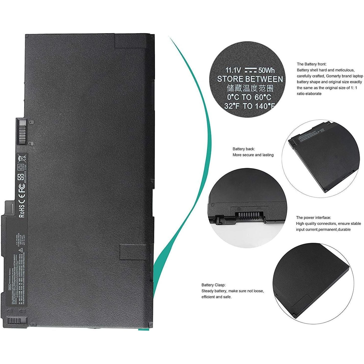 CM03 CM03XL Laptop Accu - Geschikt voor HP EliteBook 740 745 750 755 840 845 850 855 G1/G2 - 11.1V 50Wh - Vervangende Batterij voor CO06/CO06XL - Veilig en Duurzaam