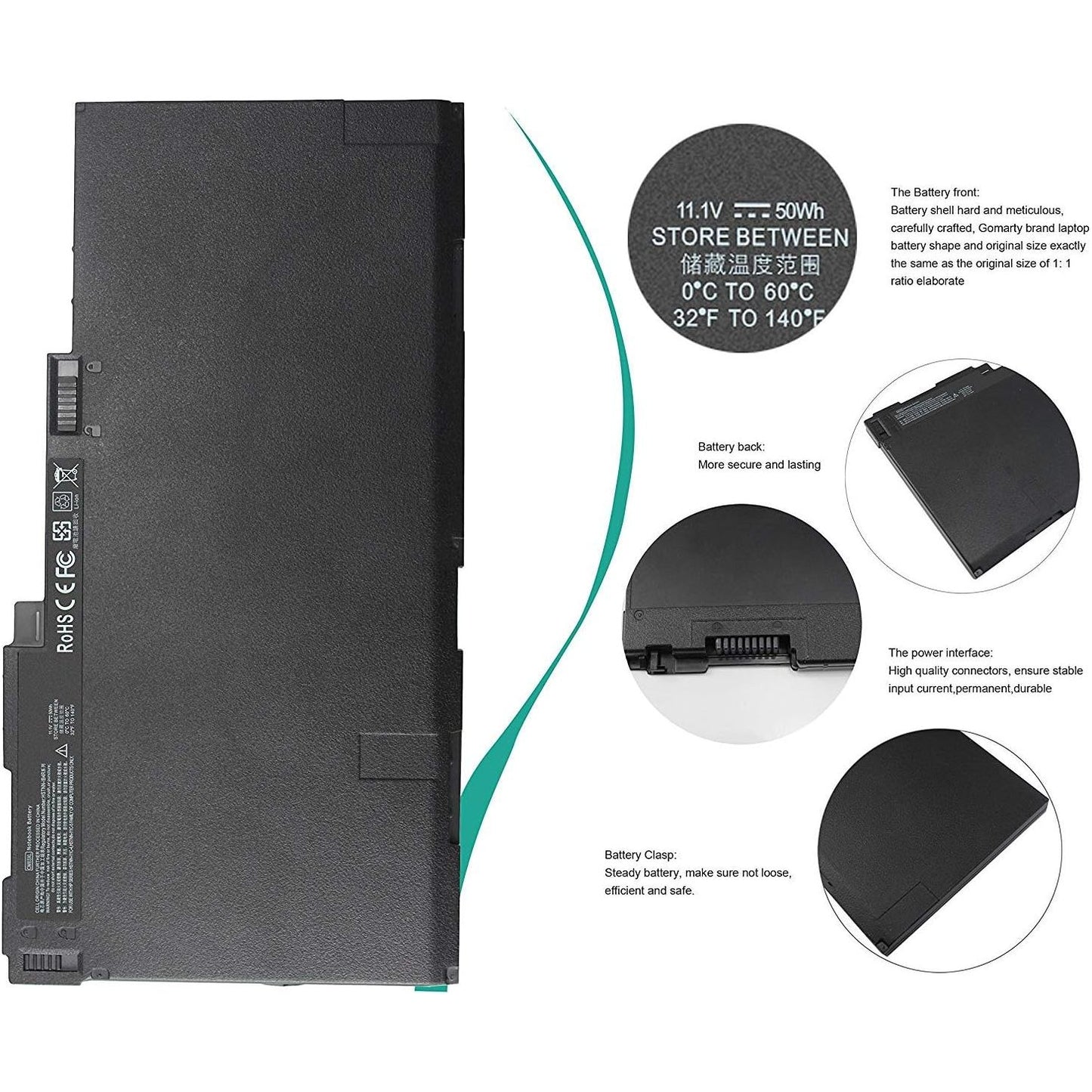 CM03 CM03XL Laptop Accu - Geschikt voor HP EliteBook 740 745 750 755 840 845 850 855 G1/G2 - 11.1V 50Wh - Vervangende Batterij voor CO06/CO06XL - Veilig en Duurzaam