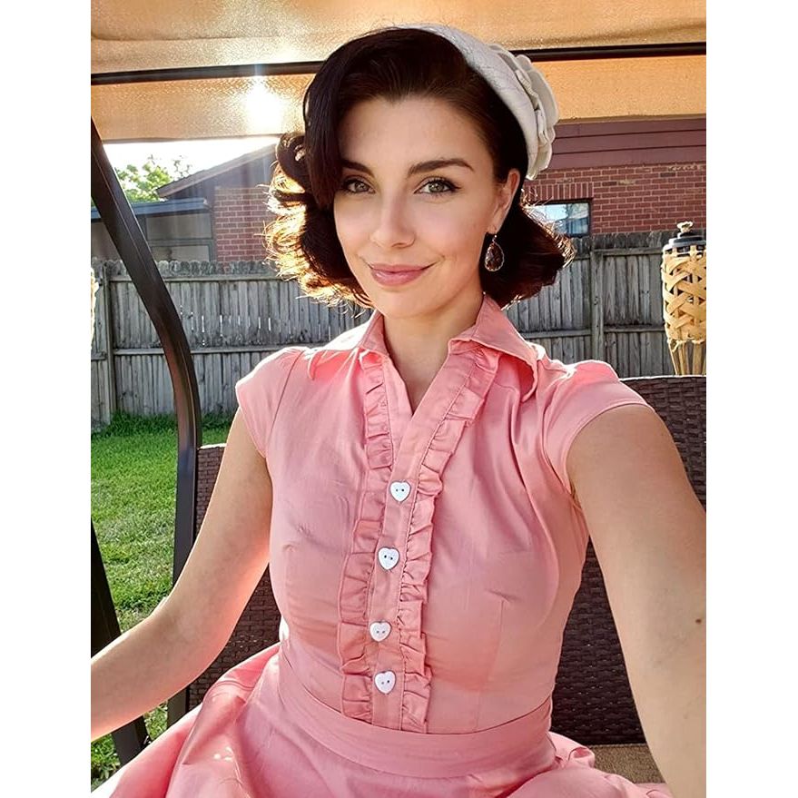 1950s Retro Swing Jurk voor Dames – Vintage Rockabilly Cocktailjurk – Met Capmouwtjes, V-Hals en Verwijderbare Riem – A-lijn Silhouet – Knielang – Perfect Voor Feestjes, Bruiloften, Proms en Themafeesten - Roze