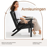 Luxe Loungestoel - Accentstoel Met Sterk Houten Frame – Zwarte Retro Fauteuil In PU-Leder – Moderne Loungestoel Voor Woonkamer, Lounge, Kantoor Of Ontvangstruimte