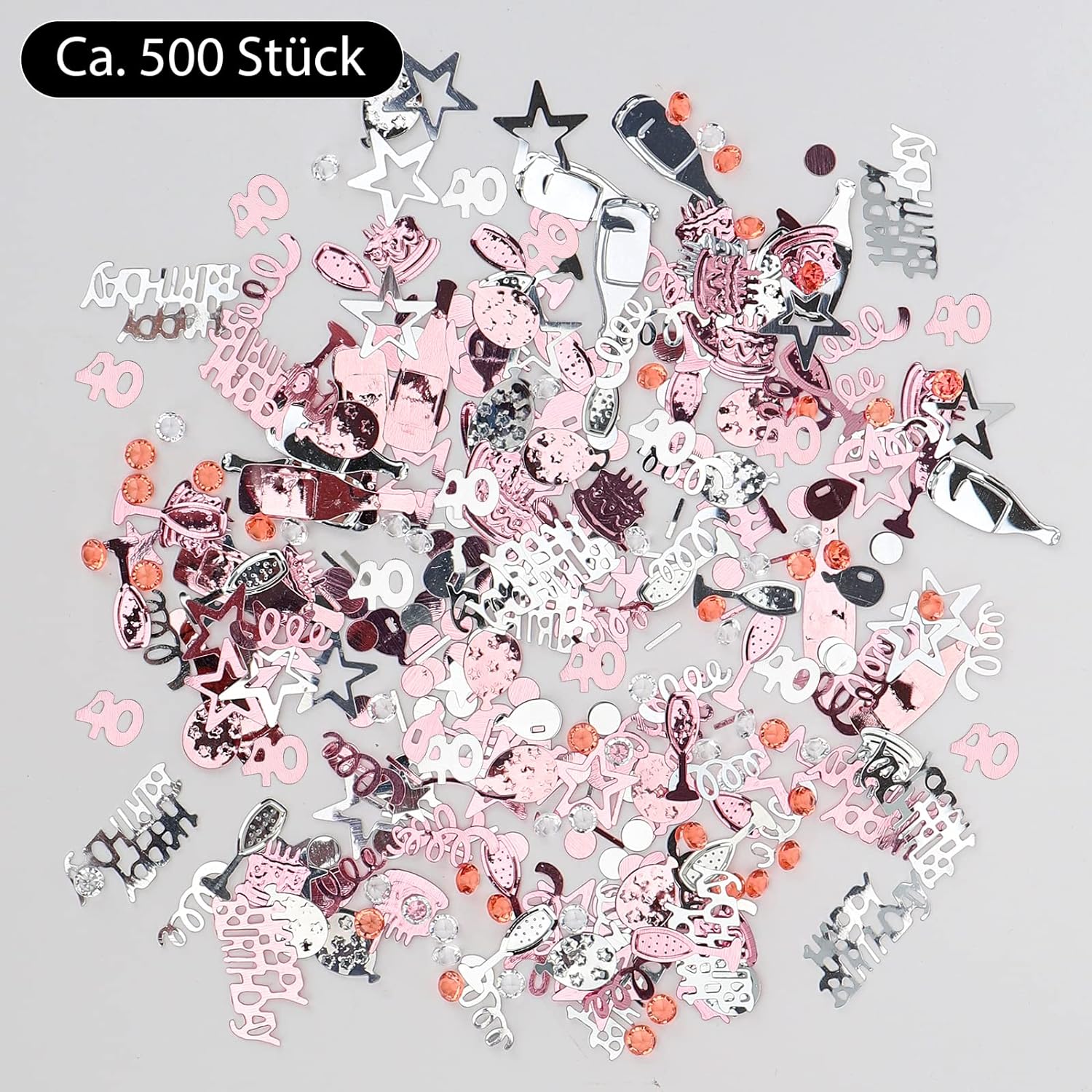 40ste Verjaardag Confetti Set - Schitterend Roségoud & Zilver Thema - Luxe Tafeldecoratie - Unisex Design Geschikt voor Vrouw & Man - Feestelijke Versiering voor Jubileum - Decoratieve Confettimix voor Verjaardagsfeest