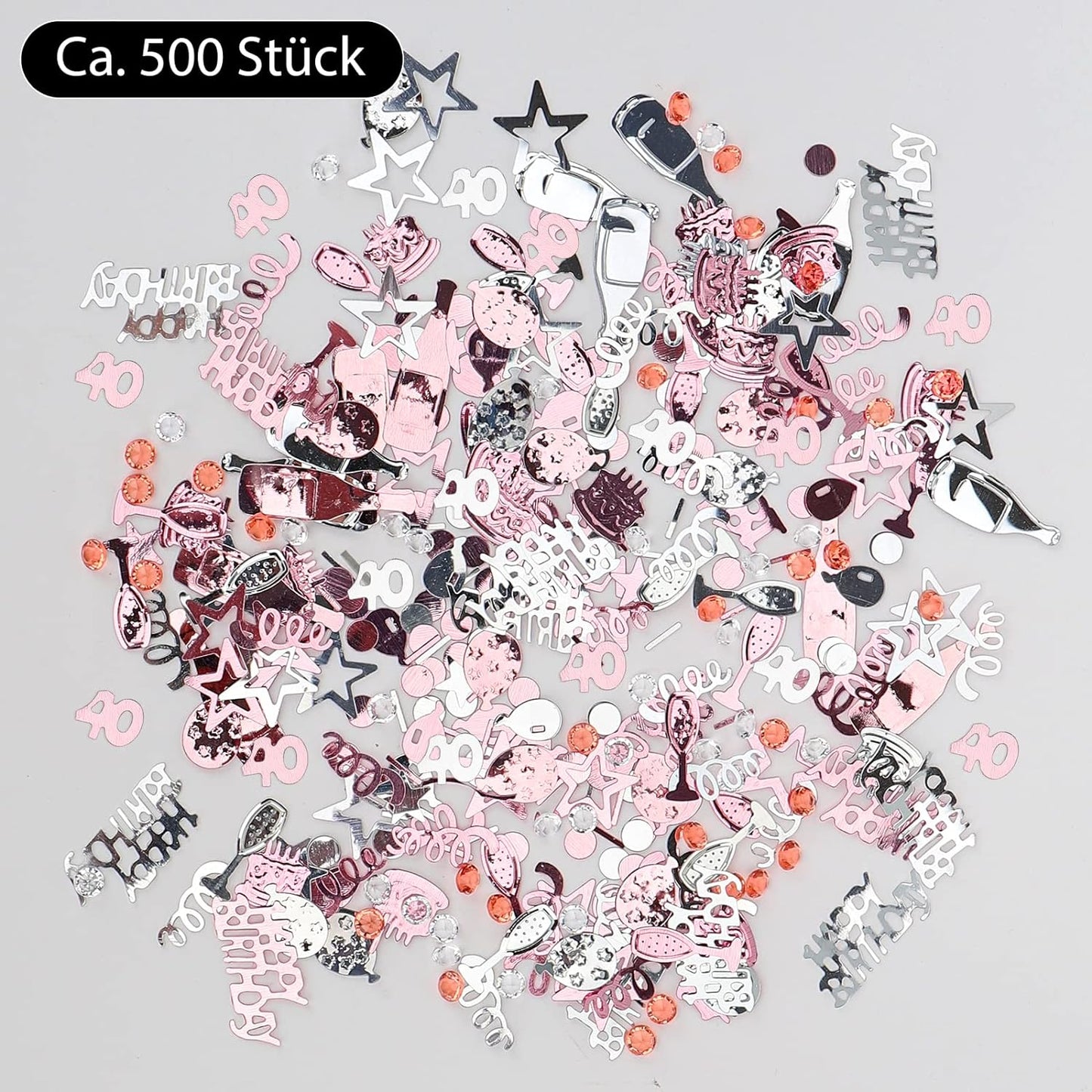 40ste Verjaardag Confetti Set - Schitterend Roségoud & Zilver Thema - Luxe Tafeldecoratie - Unisex Design Geschikt voor Vrouw & Man - Feestelijke Versiering voor Jubileum - Decoratieve Confettimix voor Verjaardagsfeest