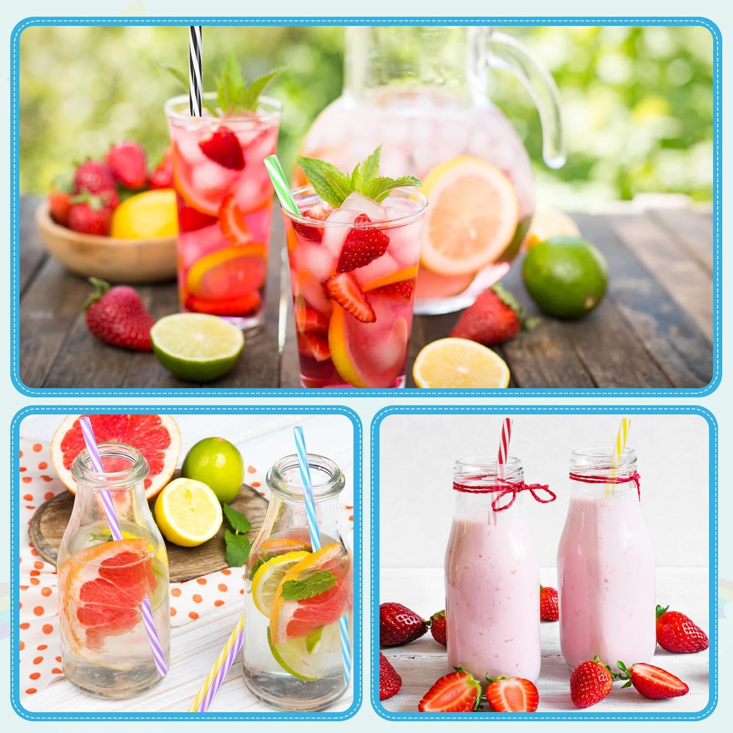 120 Stuks - Herbruikbare Plastic Rietjes - Met Reinigingsborstel - 23 cm Lang - Regenbooggestreept - Geschikt Voor Smoothies, Sap, Cocktails en Warme Dranken - Duurzaam en Afwasmachinebestendig