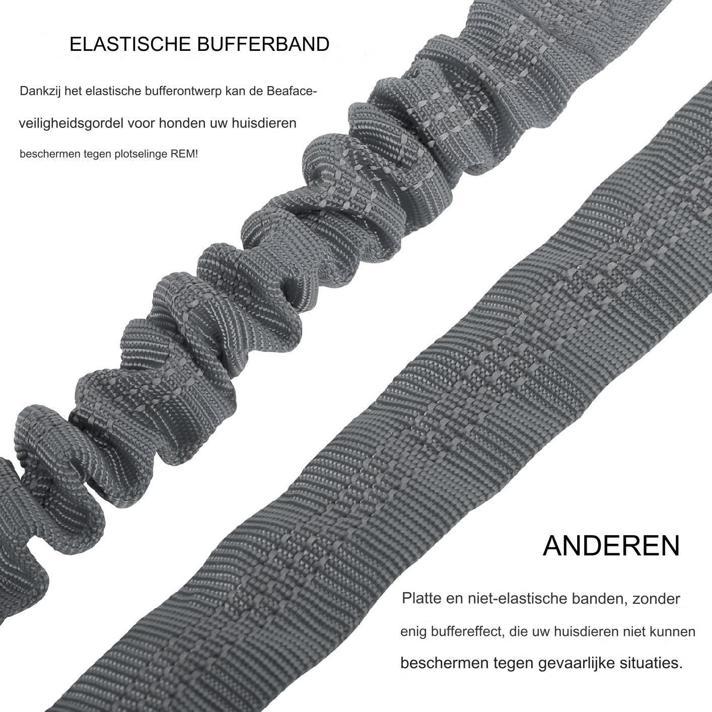 1 Stuk - Verstelbare Hoofdsteun Honden Autogordel - Elastische Autoveiligheidsgordel Voor Honden en Katten - Sterke Nylon Bungee Buffer Hondentuigje - Grijs - Geschikt Voor Kleine, Middelgrote en Grote Huisdieren - Veilig Reizen Met Huisdieren