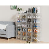 6 Stuks - Hard-Plastic Schoenendozen - Opvouwbare en Stapelbare Opbergbox - Transparante Schoenboxen - Schoenendoos voor Sneakers - Hakken - Platte Schoenen - Magnetische Deur - Maat Tot 46 - 34.5 x 27 x 19 cm