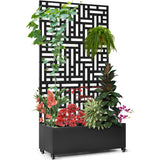 Metalen Plantenbak met Trellis - Verhoogd Tuinbed met Privacy Scherm - Outdoor Plantenbak op Wielen - Geschikt voor Klimplanten - Met Drainagegaten - 180x89x40 cm