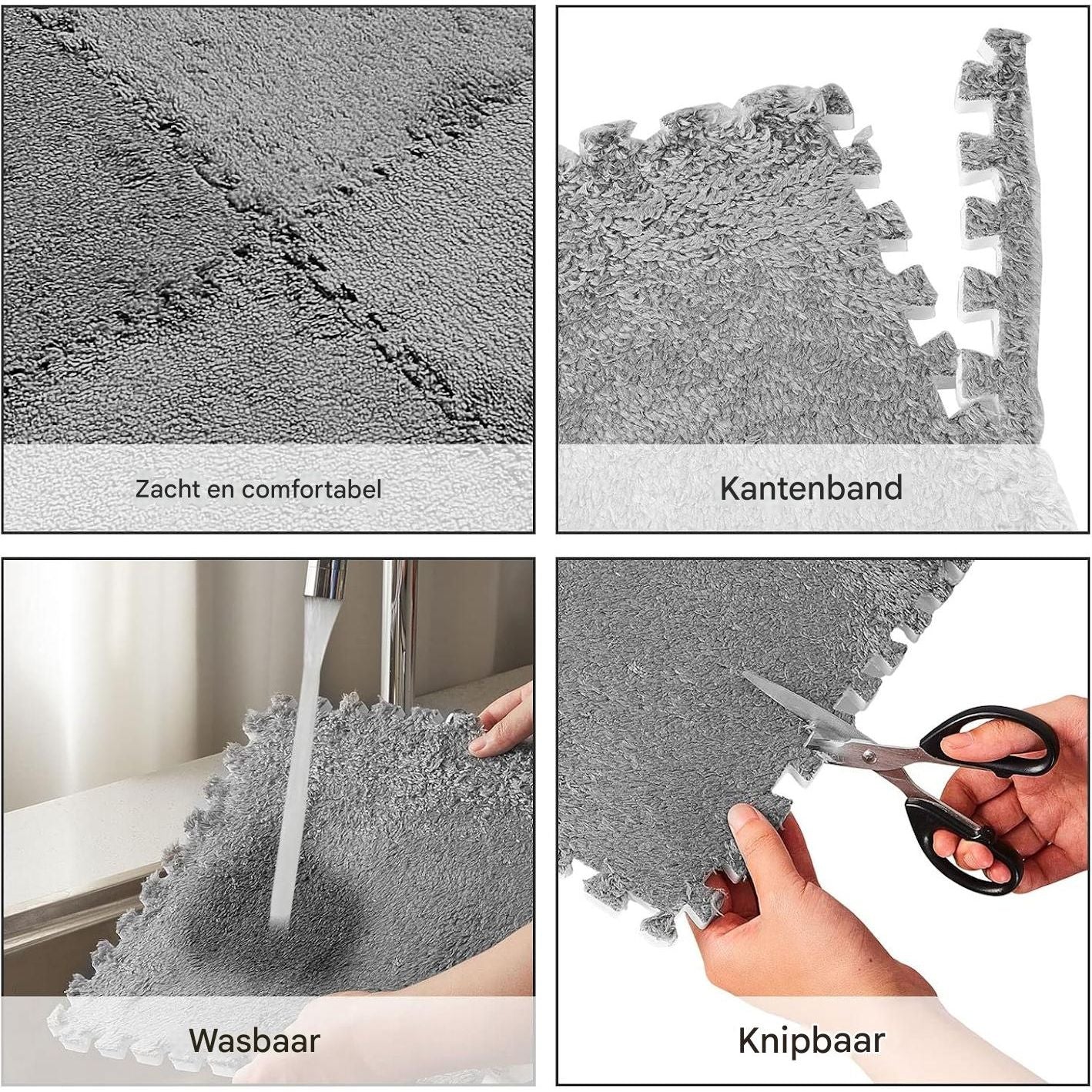 50 Stuks Grijze In Elkaar Grijpende Tapijttegels – 30x30cm EVA Foam & Pluche Vloermatten – Zachte Vierkante Tegels Met Rand – Antislip Vloerkleden Voor Woonkamer Slaapkamer Speelkamer Kantoor – Herbruikbaar & Comfortabel