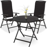 BRUBAKER Milano – Inklapbare Ronde Tafel – Ø 70 cm – Glazen Tafelblad – Metaal – Weerbestendig – Antraciet – Te Gebruiken als Bijzettafel of Eettafel – Voor Binnen en Buiten