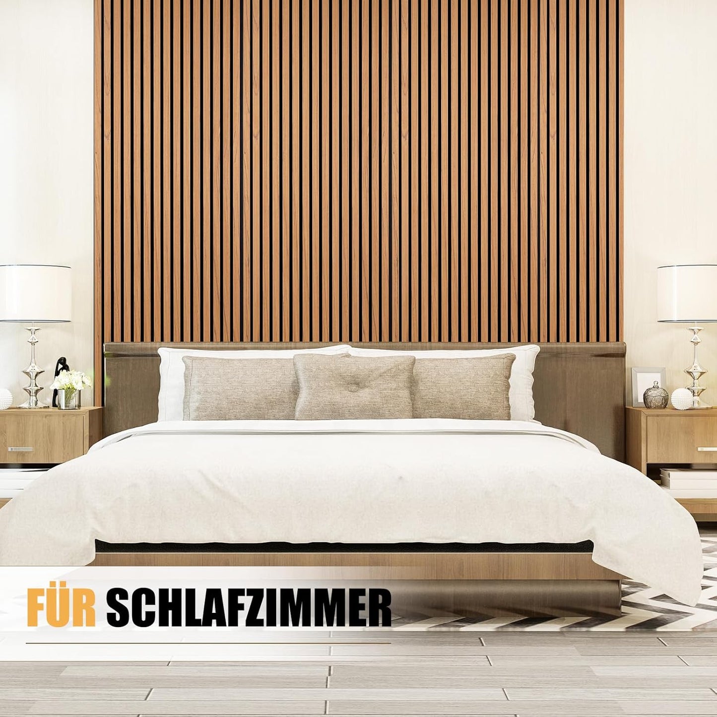2 stuks houten akoestische wandpanelen – 3D lattenwand eiken look – 120 x 60 cm per paneel – geluidsabsorberende muurpanelen – decoratieve wandbekleding voor woonkamer, kantoor of studio – houten wandpanelen met schroeven