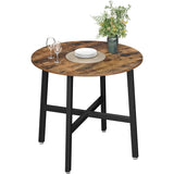 Ronde Eettafel Ø80 cm – Industriële Keukentafel Voor Woonkamer Of Kantoor – Rustiek Bruin Tafelblad En Zwart Stalen Frame – VASAGLE Stijlvolle Ronde Tafel – Stevige Eettafel Voor 2–4 Personen – 80 x 75 cm